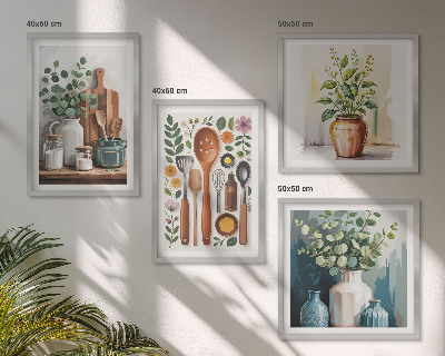 Set de 4 cuadros para salón Accesorios de cocina de origen vegetal