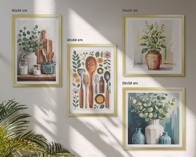 Set de 4 cuadros para salón Accesorios de cocina de origen vegetal