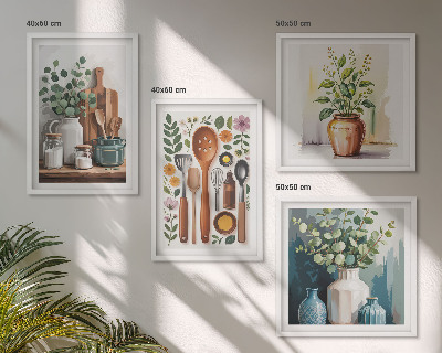 Set de 4 cuadros para salón Accesorios de cocina de origen vegetal