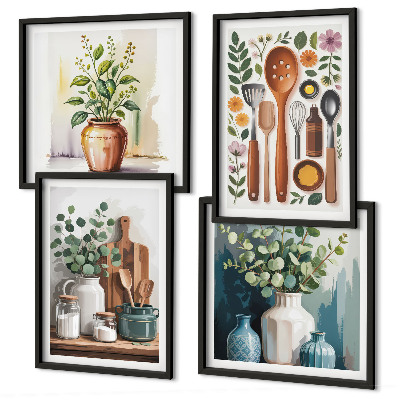 Set de 4 cuadros para salón Accesorios de cocina de origen vegetal