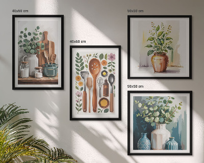 Set de 4 cuadros para salón Accesorios de cocina de origen vegetal