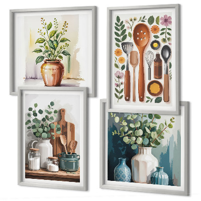 Set de 4 cuadros para salón Accesorios de cocina de origen vegetal