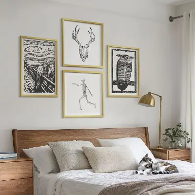 Galería de pared inspiración con diseño de calavera y búho estilo grito