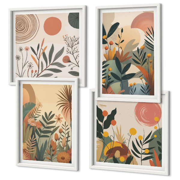 Set de cuadros modernos para salón Motivos vegetales en colores