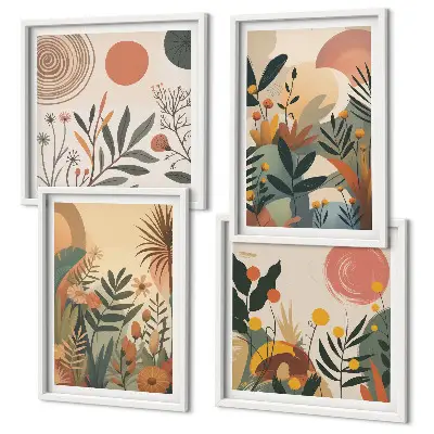 Set de cuadros modernos para salón con motivos vegetales en colores