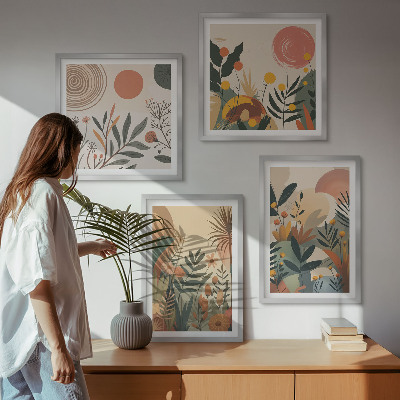 Set de cuadros modernos para salón Motivos vegetales en colores