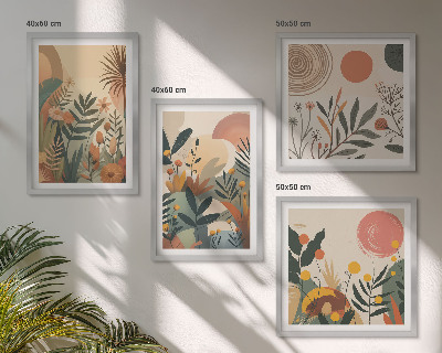 Set de cuadros modernos para salón Motivos vegetales en colores