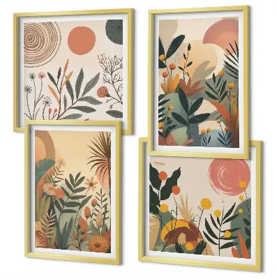 Set de cuadros modernos para salón con motivos vegetales en colores