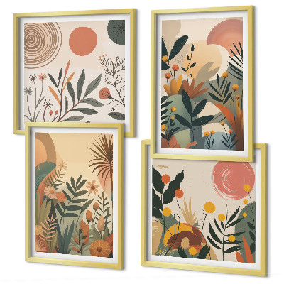 Set de cuadros modernos para salón Motivos vegetales en colores