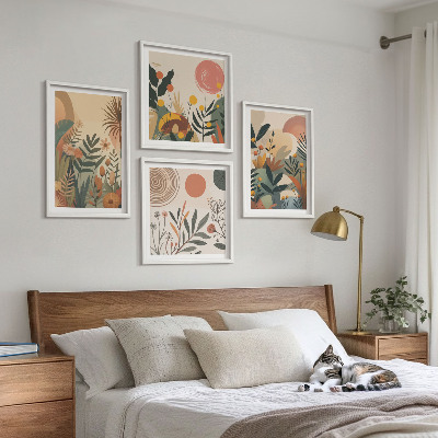 Set de cuadros modernos para salón Motivos vegetales en colores