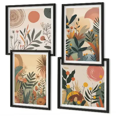 Set de cuadros modernos para salón con motivos vegetales en colores
