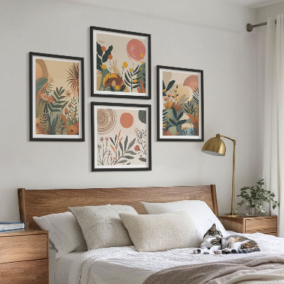 Set de cuadros modernos para salón Motivos vegetales en colores