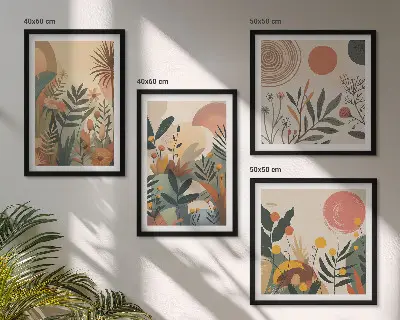 Set de cuadros modernos para salón con motivos vegetales en colores