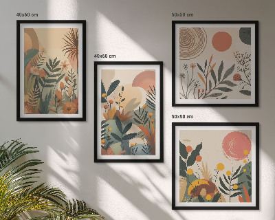 Set de cuadros modernos para salón Motivos vegetales en colores