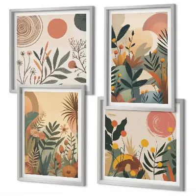 Set de cuadros modernos para salón con motivos vegetales en colores