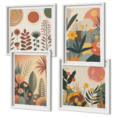Galería de pared estampados cálidos de plantas estilo boho