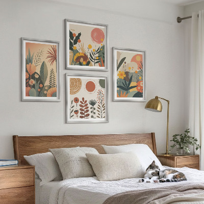 Galería de pared estampados cálidos de plantas estilo boho
