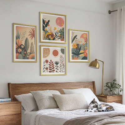 Galería de pared estampados cálidos de plantas estilo boho