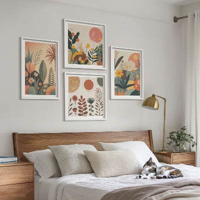 Galería de pared estampados cálidos de plantas estilo boho