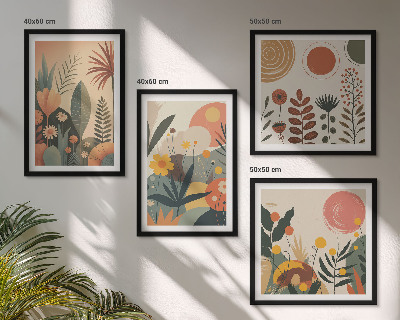 Galería de pared estampados cálidos de plantas estilo boho