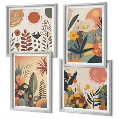 Galería de pared estampados cálidos de plantas estilo boho