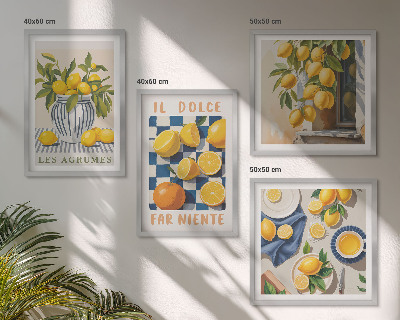 Galería de pared Frutas cítricas amarillas retro