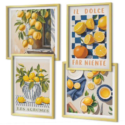 Galería de pared Frutas cítricas amarillas retro