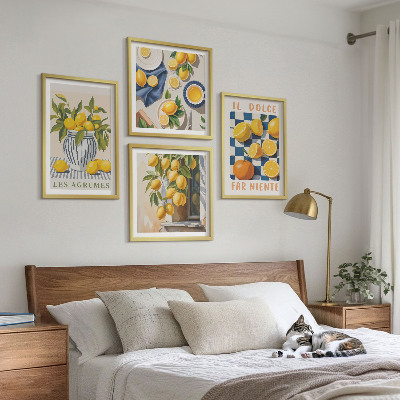 Galería de pared Frutas cítricas amarillas retro