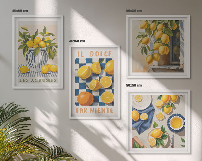Galería de pared Frutas cítricas amarillas retro