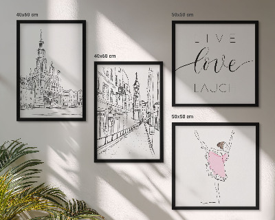 Set de 4 cuadros para salón Arquitectura elegante con gráficos de bailarina