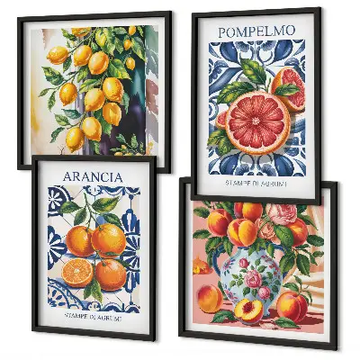 Set de cuadros modernos para salón con diseño de carteles de moda con cítricos italianos