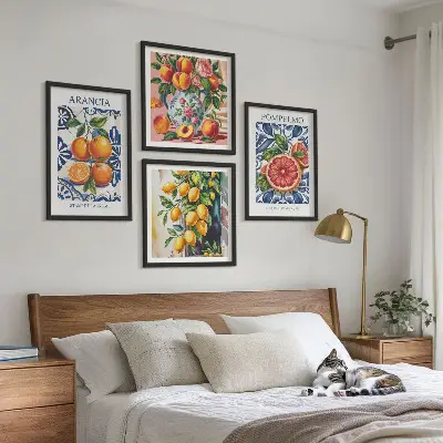 Set de cuadros modernos para salón con diseño de carteles de moda con cítricos italianos