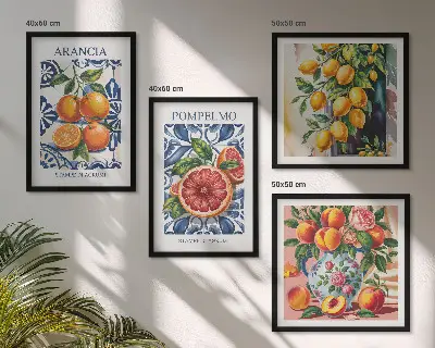Set de cuadros modernos para salón con diseño de carteles de moda con cítricos italianos