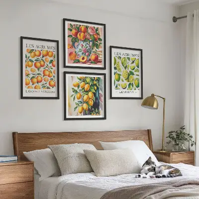 Galería de pared de frutas cítricas frescas y coloridas