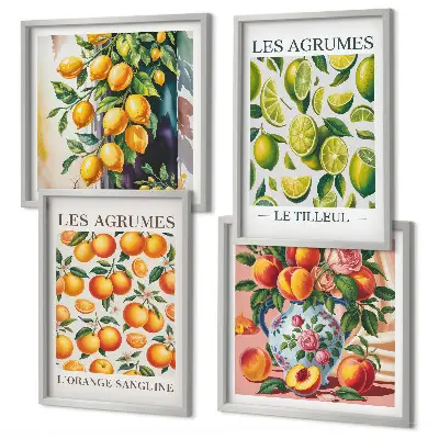 Galería de pared de frutas cítricas frescas y coloridas