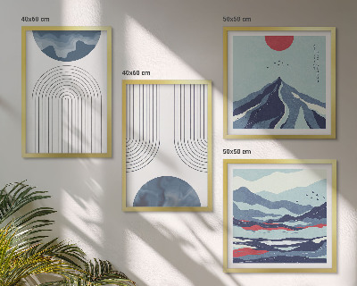 Set de 4 cuadros para salón Paisajes montañosos abstractos