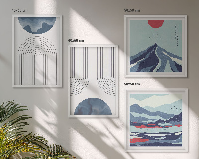 Set de 4 cuadros para salón Paisajes montañosos abstractos