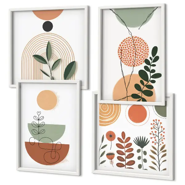 Galería de pared con formas abstractas de plantas