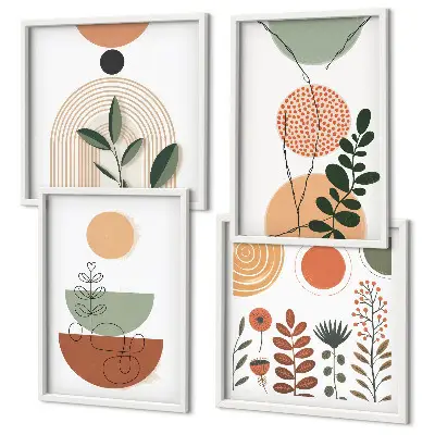 Galería de pared con formas abstractas de plantas