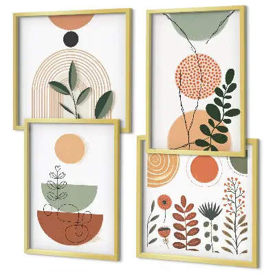 Galería de pared con formas abstractas de plantas
