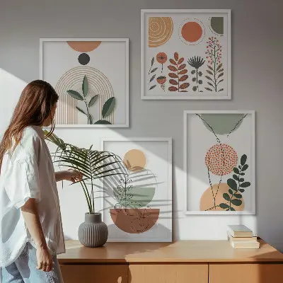 Galería de pared con formas abstractas de plantas