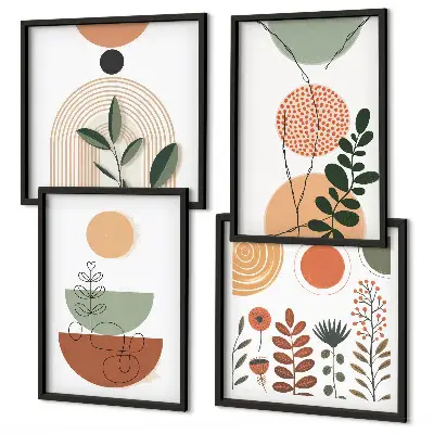Galería de pared con formas abstractas de plantas
