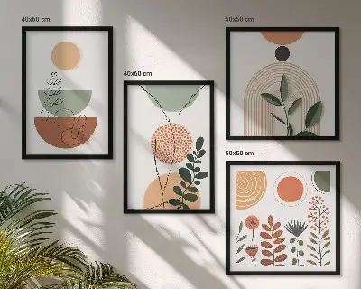 Galería de pared con formas abstractas de plantas