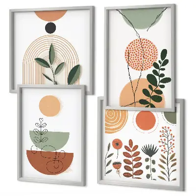 Galería de pared con formas abstractas de plantas