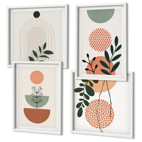 Set de cuadros modernos para salón con motivos vegetales