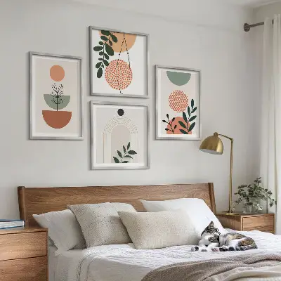 Set de cuadros modernos para salón con motivos vegetales