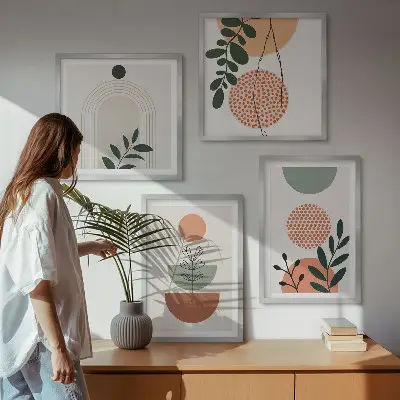 Set de cuadros modernos para salón con motivos vegetales