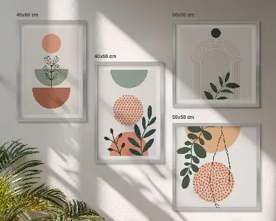 Set de cuadros modernos para salón con motivos vegetales