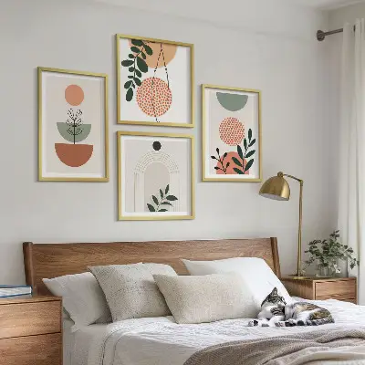 Set de cuadros modernos para salón con motivos vegetales