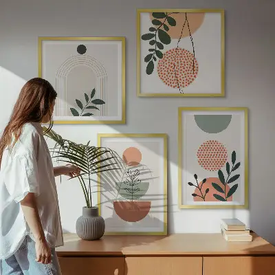 Set de cuadros modernos para salón con motivos vegetales